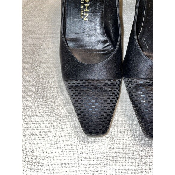 St. John Women’s Dressy Pumps Size 7 B Black Satin Business Formal City Italy - Picture 8 of 12